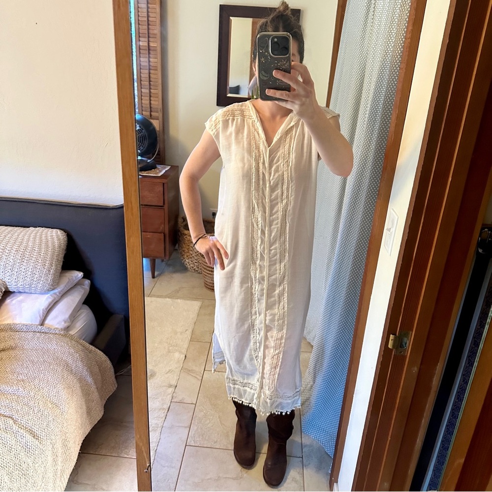 Vintage Reworked Sheer Lace Smock Dress